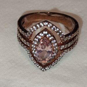 Vintage BBJ 925 Pink Morganite Ring With Rose Gold Vermeil